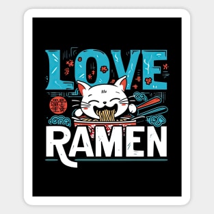 Kawaii Anime Cat Eating Ramen Noodles Magnet